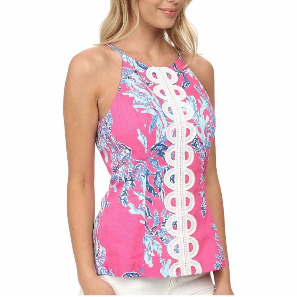 Reposted New WOT Lilly Pulitzer Annabelle samba capri pink coral top - Picture 12 of 12